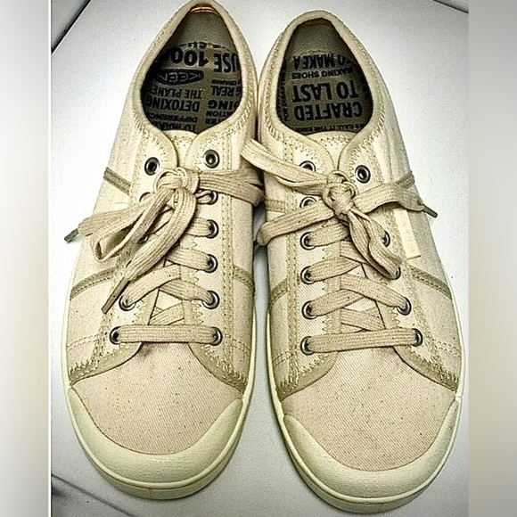 Keen Shoes Mens 9 Vegan Recycled Natural Canvas Keen Vulcanized